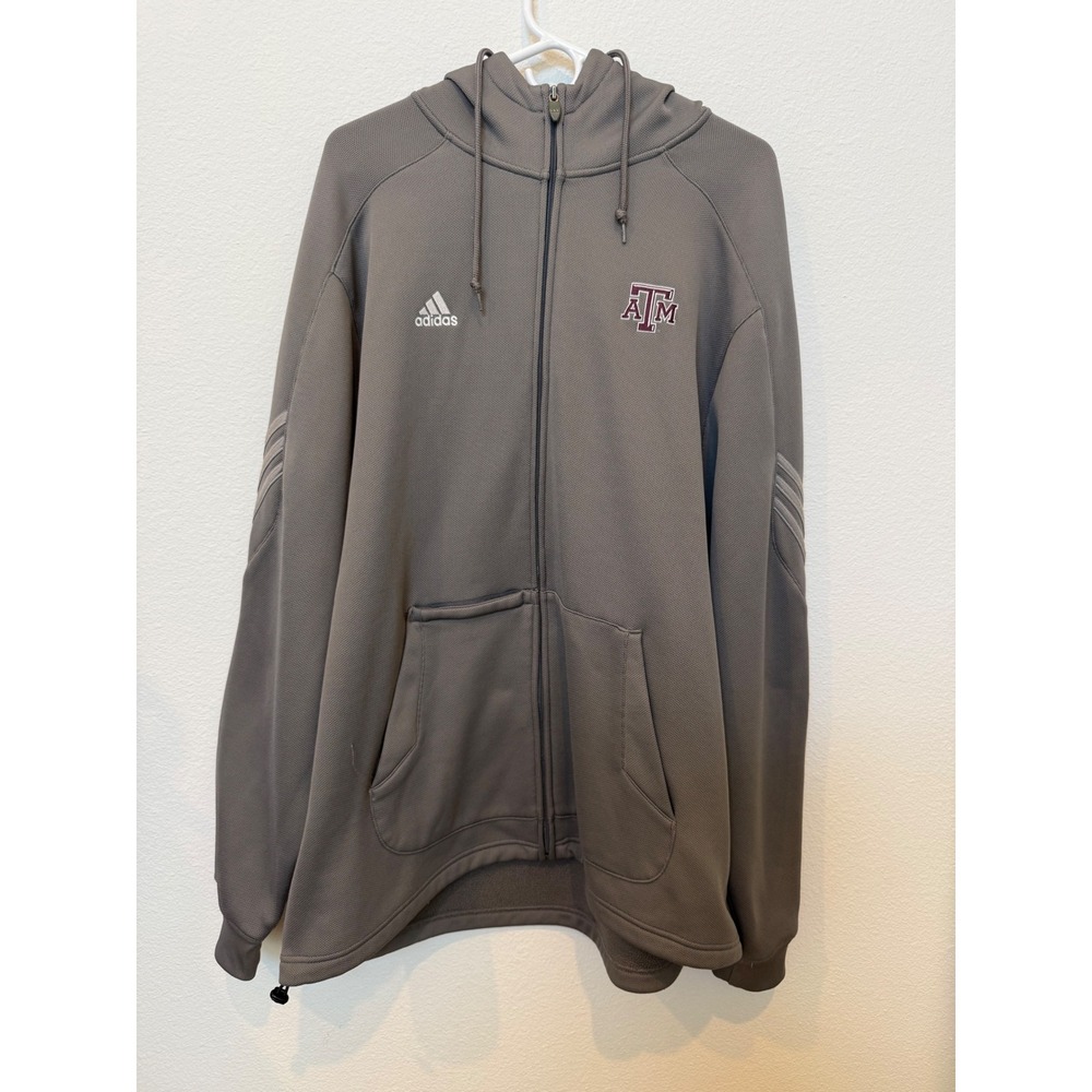 Adidas Texas A&M Aggies ClimaWarm Full Zip Hoodie Gray Mens XL RN119208